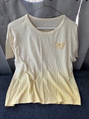 American Eagle Yellow Ombre Tee with Embroidered Butterfly sz M